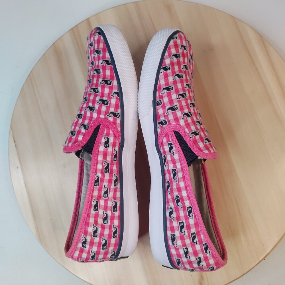 Sperry Vineyard Vines Seaside Gingham Pink & White Sneakers Big Kids US 5M - Picture 9 of 15